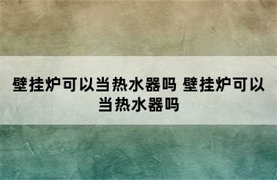 壁挂炉可以当热水器吗 壁挂炉可以当热水器吗